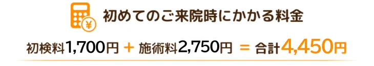 初めてのご来院時にかかる料金